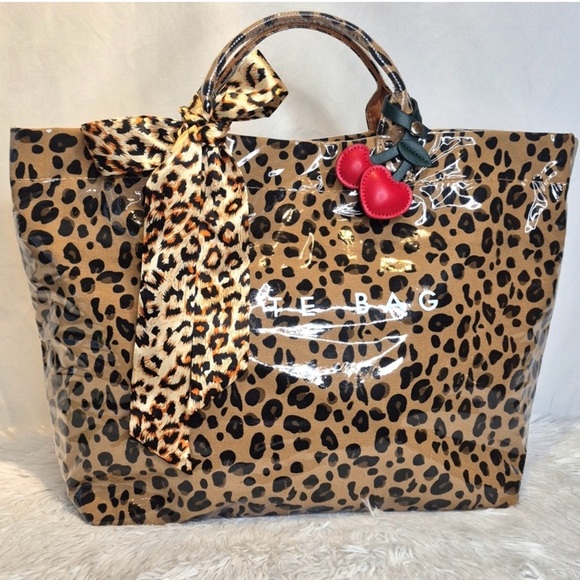 Handbags - Leopard Print Tote Bag with Bow Accent